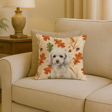 Load image into Gallery viewer, Miniature White Poodle Heirloom Fall Throw Pillow