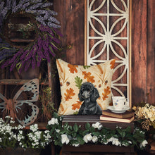 Load image into Gallery viewer, Standard Black Poodle Heirloom Fall Throw Pillow