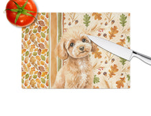Load image into Gallery viewer, Toy Apricot Poodle Heirloom Fall Glass Cutting Board