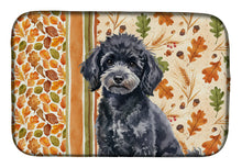 Load image into Gallery viewer, Toy Black Poodle Heirloom Fall Dish Drying Mat