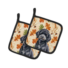 Load image into Gallery viewer, Toy Black Poodle Heirloom Fall Pair of Pot Holders