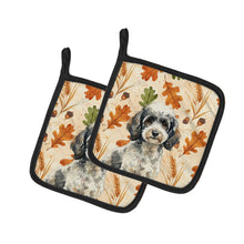 Load image into Gallery viewer, Toy Parti Poodle Heirloom Fall Pair of Pot Holders