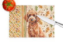 Load image into Gallery viewer, Toy Red Poodle Heirloom Fall Glass Cutting Board
