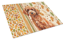 Load image into Gallery viewer, Toy Red Poodle Heirloom Fall Glass Cutting Board
