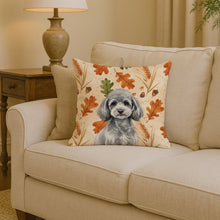 Load image into Gallery viewer, Toy Silver Poodle Heirloom Fall Throw Pillow