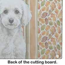Load image into Gallery viewer, Toy White Poodle Heirloom Fall Glass Cutting Board