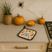 Load image into Gallery viewer, Toy White Poodle Heirloom Fall Pair of Pot Holders