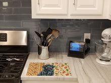 Load image into Gallery viewer, Black Portuguese Water Dog Heirloom Fall Glass Cutting Board