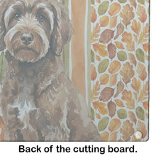 Load image into Gallery viewer, Brown Portuguese Water Dog Heirloom Fall Glass Cutting Board