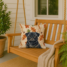 Load image into Gallery viewer, Black Pug Heirloom Fall Throw Pillow