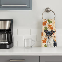 Load image into Gallery viewer, Black and White Rat Terrier Heirloom Fall Kitchen Towel