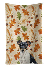 Load image into Gallery viewer, Black and White Rat Terrier Heirloom Fall Kitchen Towel