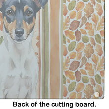 Load image into Gallery viewer, Tricolor Rat Terrier Heirloom Fall Glass Cutting Board