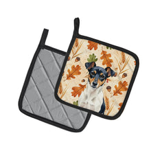 Load image into Gallery viewer, Tricolor Rat Terrier Heirloom Fall Pair of Pot Holders