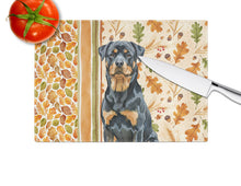Load image into Gallery viewer, Rottweiler Heirloom Fall Glass Cutting Board