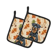 Load image into Gallery viewer, Rottweiler Heirloom Fall Pair of Pot Holders