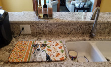 Load image into Gallery viewer, Tricolor Russell Terrier Heirloom Fall Dish Drying Mat
