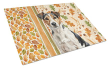 Load image into Gallery viewer, Tricolor Russell Terrier Heirloom Fall Glass Cutting Board