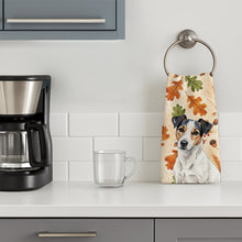 Load image into Gallery viewer, White with Black Markings Russell Terrier Heirloom Fall Kitchen Towel
