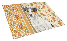 Load image into Gallery viewer, White with Black Markings Russell Terrier Heirloom Fall Glass Cutting Board