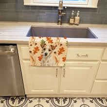 Load image into Gallery viewer, White with Tan Markings Russell Terrier Heirloom Fall Kitchen Towel