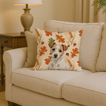 Load image into Gallery viewer, White with Tan Markings Russell Terrier Heirloom Fall Throw Pillow