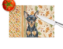 Load image into Gallery viewer, Black and Tan Russian Toy Heirloom Fall Glass Cutting Board