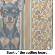 Load image into Gallery viewer, Black and Tan Russian Toy Heirloom Fall Glass Cutting Board