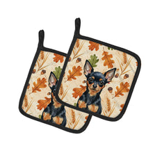 Load image into Gallery viewer, Black and Tan Russian Toy Heirloom Fall Pair of Pot Holders