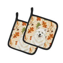 Load image into Gallery viewer, Cream Samoyed Heirloom Fall Pair of Pot Holders