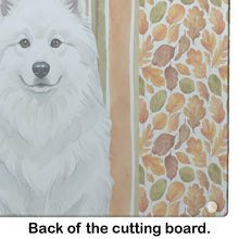 Load image into Gallery viewer, White Samoyed Heirloom Fall Glass Cutting Board