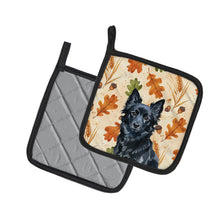 Load image into Gallery viewer, Schipperke Heirloom Fall Pair of Pot Holders