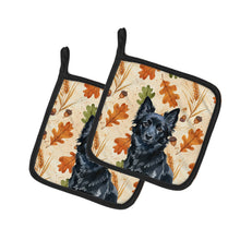 Load image into Gallery viewer, Schipperke Heirloom Fall Pair of Pot Holders