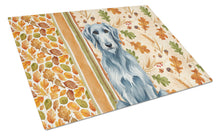 Load image into Gallery viewer, Blue-Gray Scottish Deerhound Heirloom Fall Glass Cutting Board