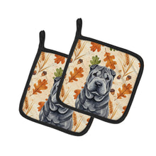 Load image into Gallery viewer, Black Shar Pei Heirloom Fall Pair of Pot Holders