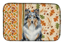 Load image into Gallery viewer, Blue Merle Sheltie Heirloom Fall Dish Drying Mat