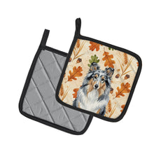 Load image into Gallery viewer, Blue Merle Sheltie Heirloom Fall Pair of Pot Holders
