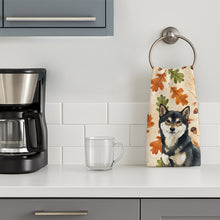 Load image into Gallery viewer, Black and Tan Shiba Inu Heirloom Fall Kitchen Towel