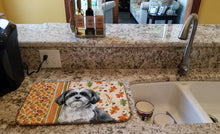 Load image into Gallery viewer, Black and White Shih Tzu Heirloom Fall Dish Drying Mat