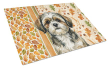 Load image into Gallery viewer, Brindle Shih Tzu Heirloom Fall Glass Cutting Board