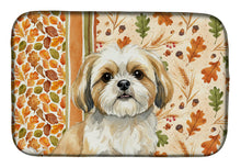 Load image into Gallery viewer, Gold and White Shih Tzu Heirloom Fall Dish Drying Mat
