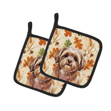 Load image into Gallery viewer, Liver Shih Tzu Heirloom Fall Pair of Pot Holders