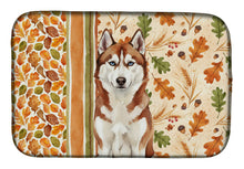 Load image into Gallery viewer, Red and White Siberian Husky Heirloom Fall Dish Drying Mat