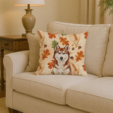 Load image into Gallery viewer, Red and White Siberian Husky Heirloom Fall Throw Pillow