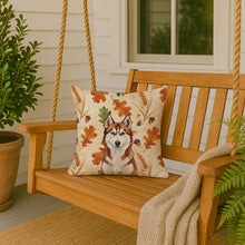 Load image into Gallery viewer, Red and White Siberian Husky Heirloom Fall Throw Pillow