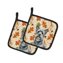 Load image into Gallery viewer, Gray Skye Terrier Heirloom Fall Pair of Pot Holders