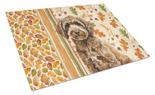 Load image into Gallery viewer, Spanish Water Dog Heirloom Fall Glass Cutting Board