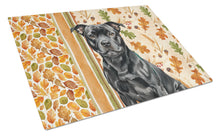 Load image into Gallery viewer, Black Staffordshire Bull Terrier Heirloom Fall Glass Cutting Board