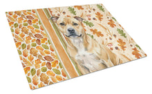 Load image into Gallery viewer, Fawn Staffordshire Bull Terrier Heirloom Fall Glass Cutting Board