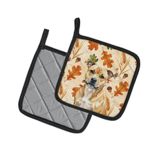 Load image into Gallery viewer, Fawn Staffordshire Bull Terrier Heirloom Fall Pair of Pot Holders